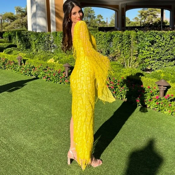 Sherri Hill | Dresses | Yellow Evening Dress | Poshmark